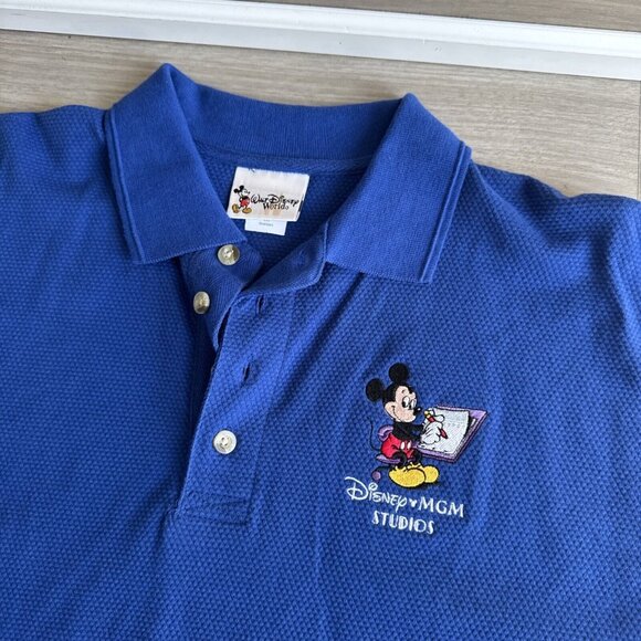 RARE Vintage 90s DISNEY MGM STUDIOS MICKEY MOUSE POLO‎ SHIRT MENS Sz M Blue - Picture 2 of 9